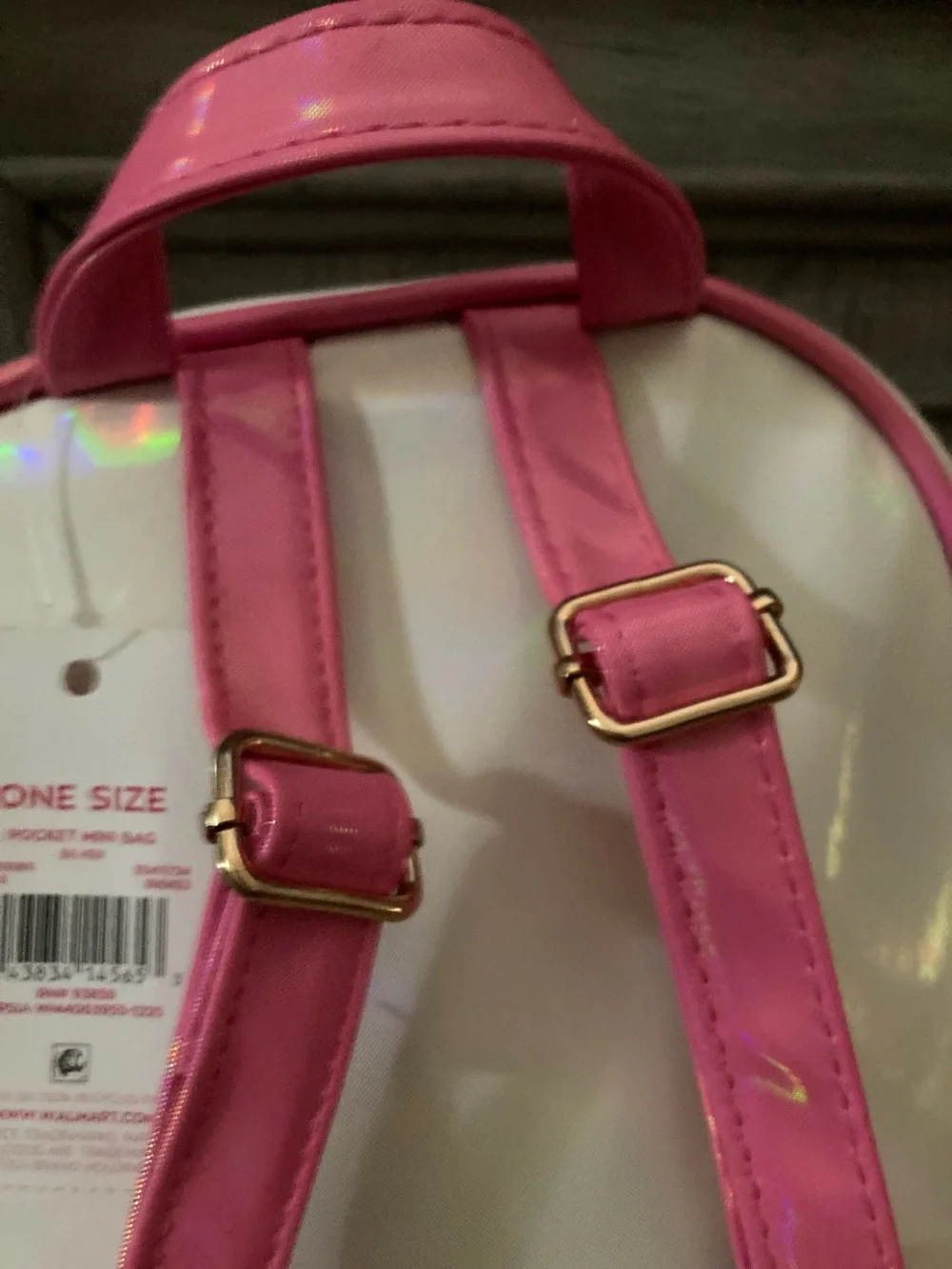 Justice Iridescent White & Pink Sequin Kids Backpack